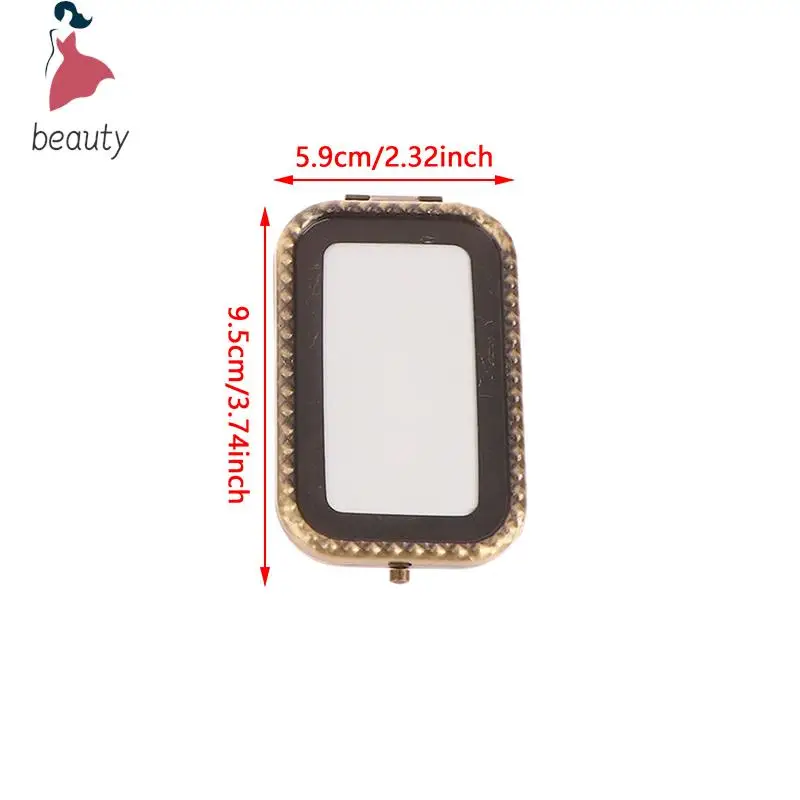 1Pc Crystal Makeup Mirror Portable Rectangle Folding Compact Mirrors Gold Silver Pocket Mirror Making Up For Personalized Gift