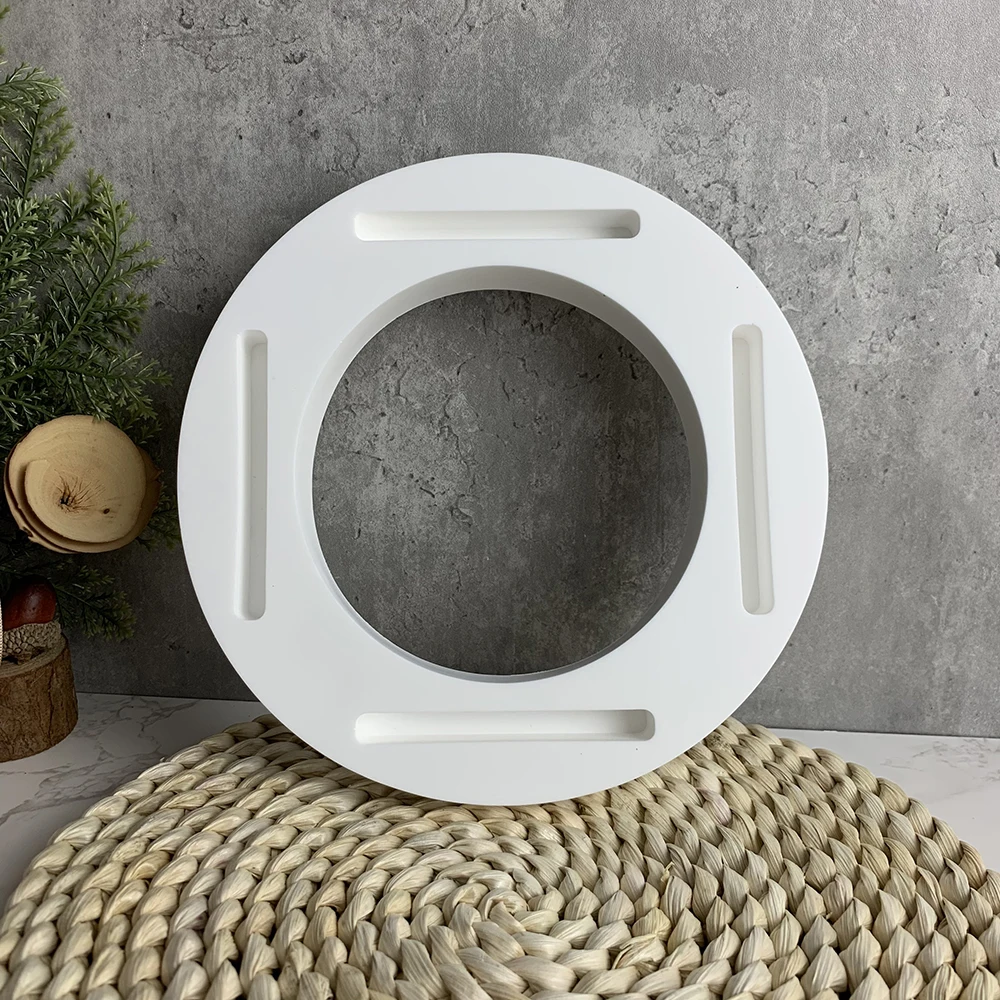 Cement Round Candle Holder Silicone Mold Candle Base Aromatherapy Heating Candlestick Concrete Mold  Easter Resin Ornament Mold