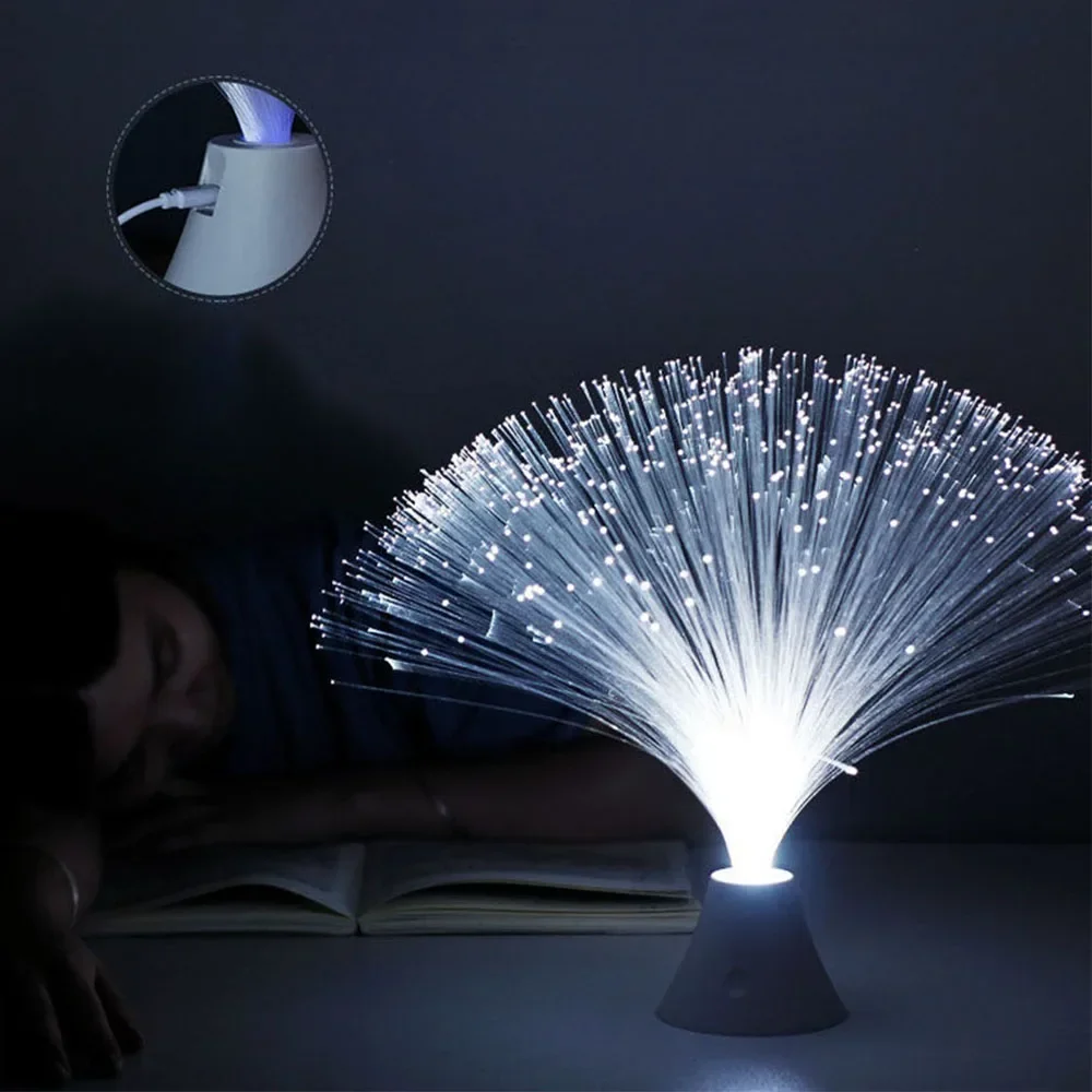 USB Carga Luminosa Novidade Fantasia Céu Estrelado Fibra Óptica Luz, Quarto Night Light, LED Atmosfera Decorativa, Table Lamp