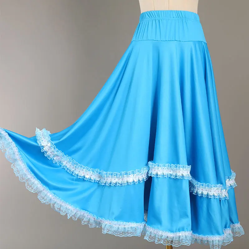 Large Swing Modern Skirt Ballroom Dance Skirt Flamenco Skirts Square Dance Mid-Length Belly Dancing Wear Women Waltz Costumes