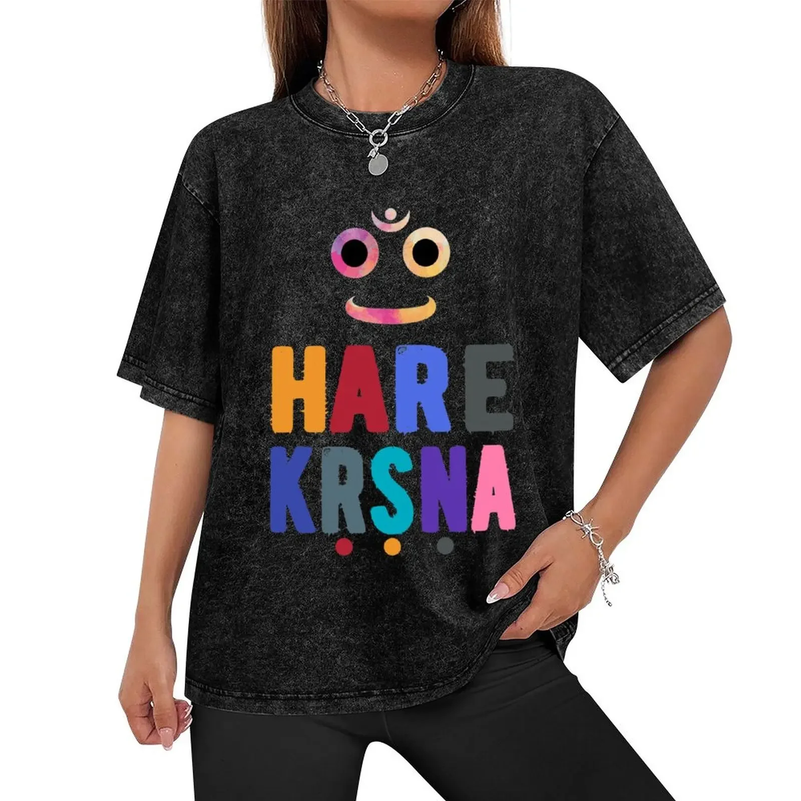 Hare Krishna with retro vintage Jagannath face Divinely Handsome T-Shirt man clothes oversized t shirts for men