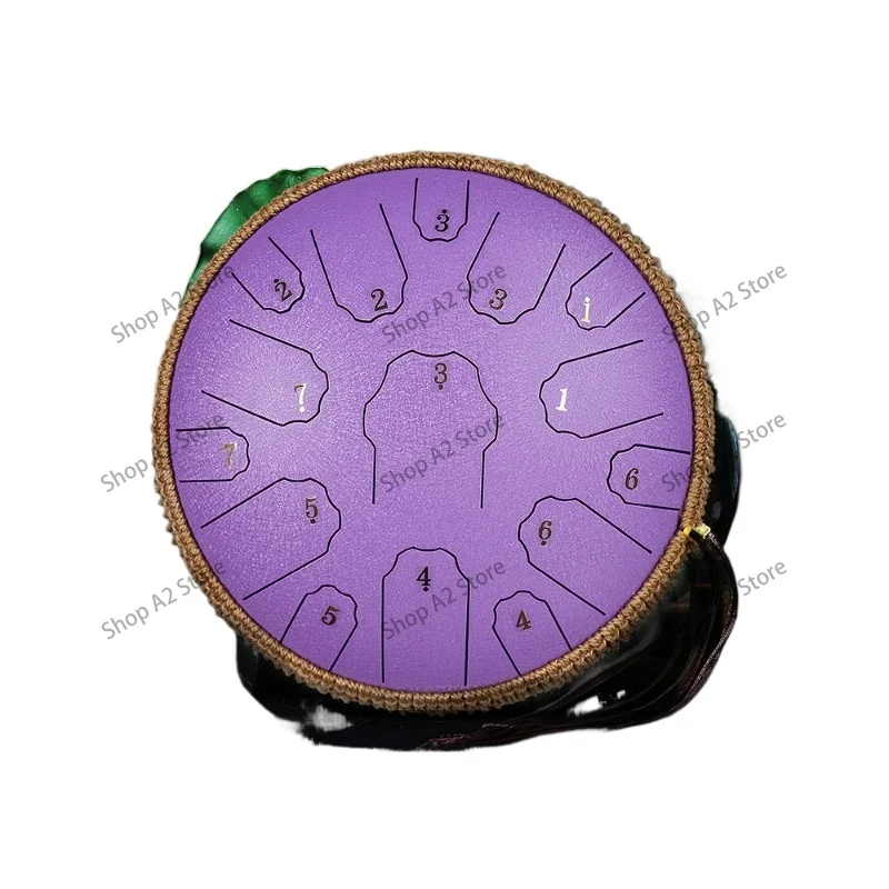 13 Inch 15 Tone D Key Steel Tongue Drum Ethereal Hand Pan Percussion Instrument Colorful Sanskrit Drum for Meditation