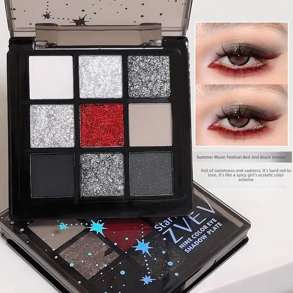 Zvev Eye Shadow Plate 9-kolorowa mgła Powierzchnia Dym Explosion Makeup Shadow Eye Matte Shiny Cosmetics Cool Girls Eye Pearlescen O3x3