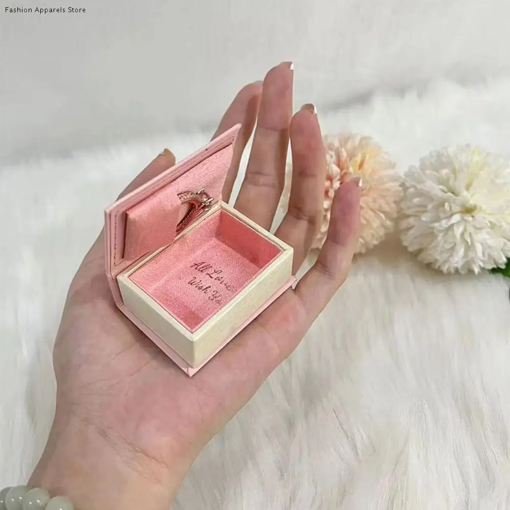 

Flip Lid Book Shape Ring Box Storage Box Jewelry Packaging Engagement Ring Box Solid Color Ring Case Jewelry Display Case