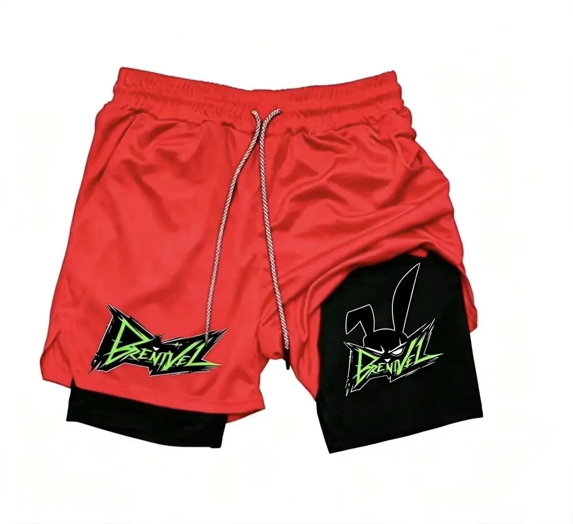 Brenvel Logo Men 2‑in‑1 2026 Double Layer Sports Shorts Breathable Quick Dry Fitness Gym Workout Training Shorts