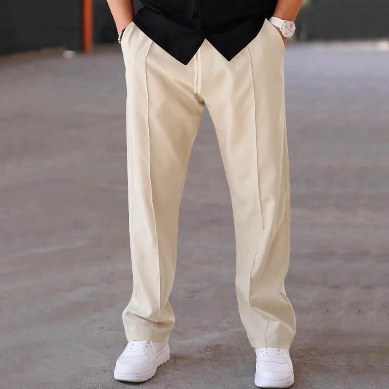 Men's casual sports pants side buttons loose version of elastic belt holiday trend hot selling nine-minute pants
