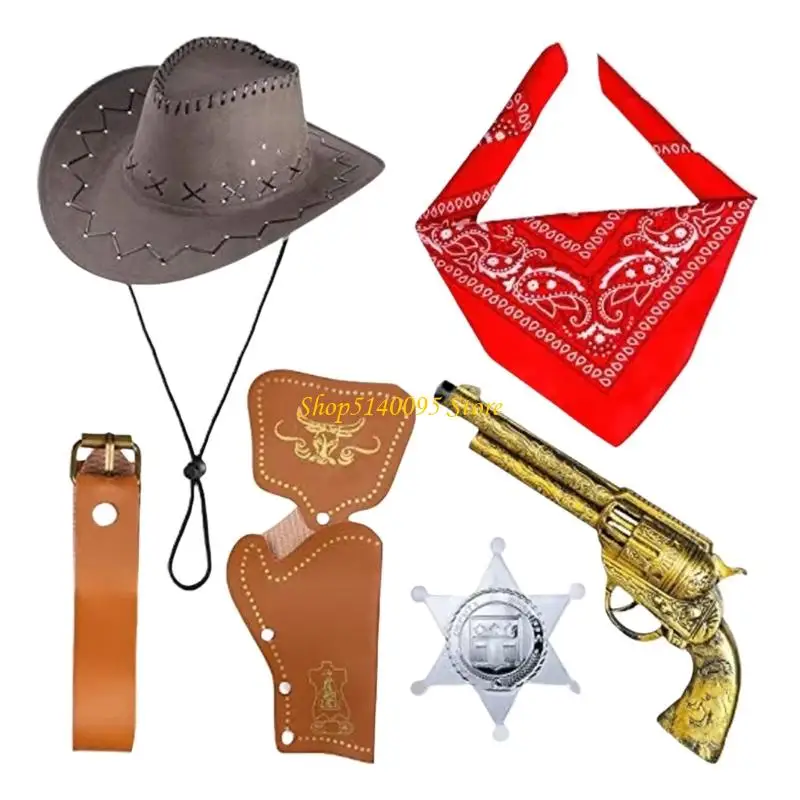 

Dxae 6pcs Western Cowboy наряды Компания Ковбойские аксессуары ковбойская шляпа Бандана