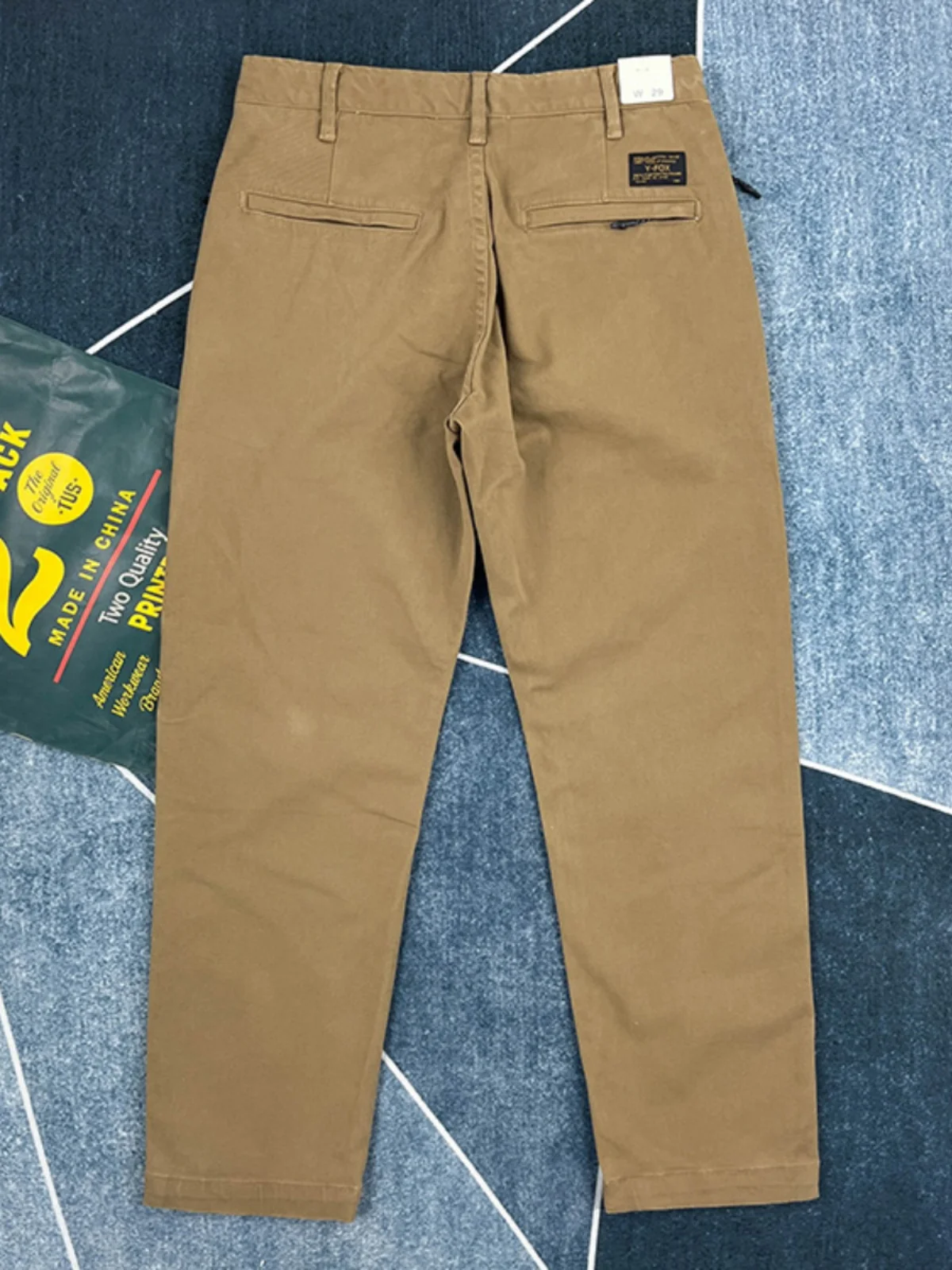 الوزن الثقيل 100% القطن الخالص مستقيم الساق ملابس العمل سراويل تقليدية الرجال الكاكي العميق السراويل الأمريكية الرجعية الخريف السراويل السميكة Amekaji