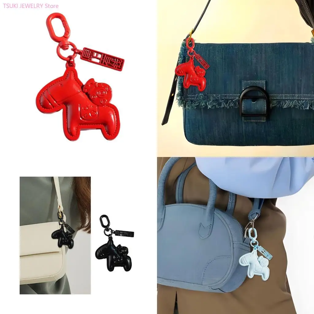 

62KE Multifunctional Keychain Charm with Cartoon Horse and Fortune Symbol for Daily Use