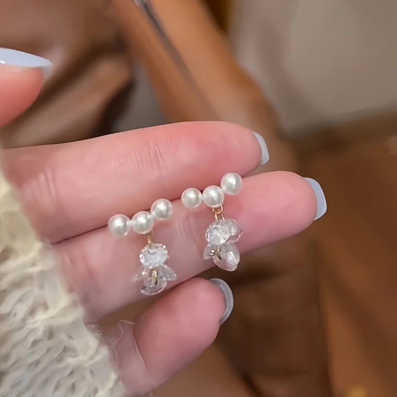 Luxuriöse und exquisite Imitationsperlen-Zirkon-Anhänger-Ohrringe für 2026 Damen-Mini-Ohrringe Vielseitige Schmuckaccessoires – Detail 10