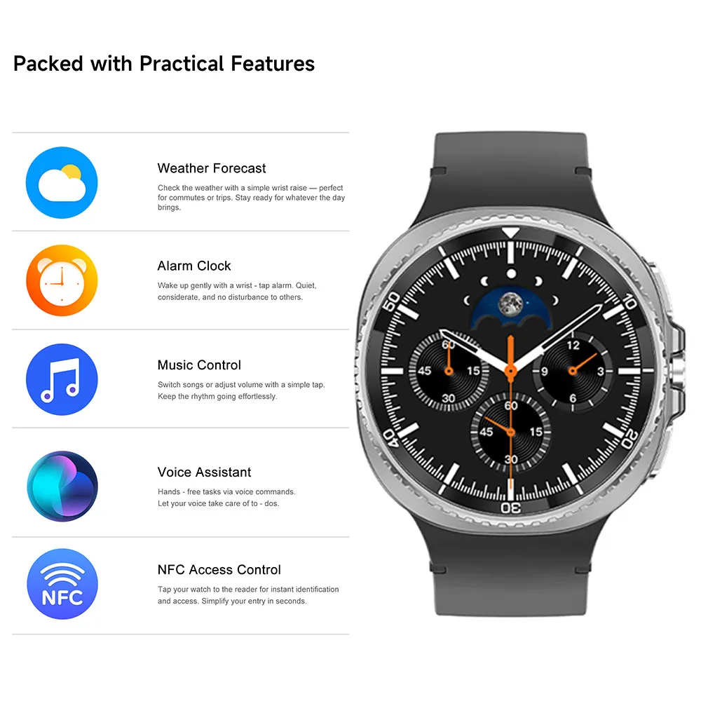 New Watch 8 Classic Smart Watch Men HD AMOLED Screen GPS Motion trajectory Heart Rate Bluetooth Call 1.53" Smart Watch