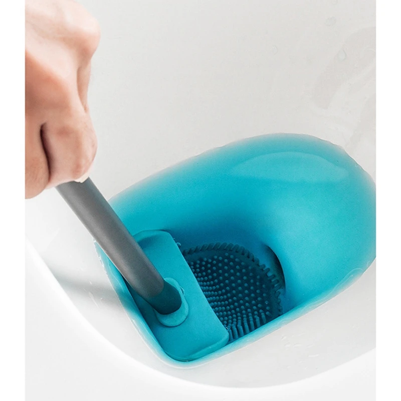 Premium Silicone Toilet Brush - Grey - Toilet Brush Holder With Wall Mounting & Turbo Drying