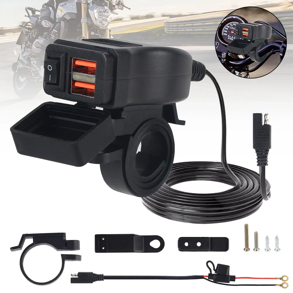 Phone Adapter Waterproof With Switch Motorcycle Vehicle-Mounted Charger Socket Connector USB Quick Charge 3.0 Moto Accessory 12V