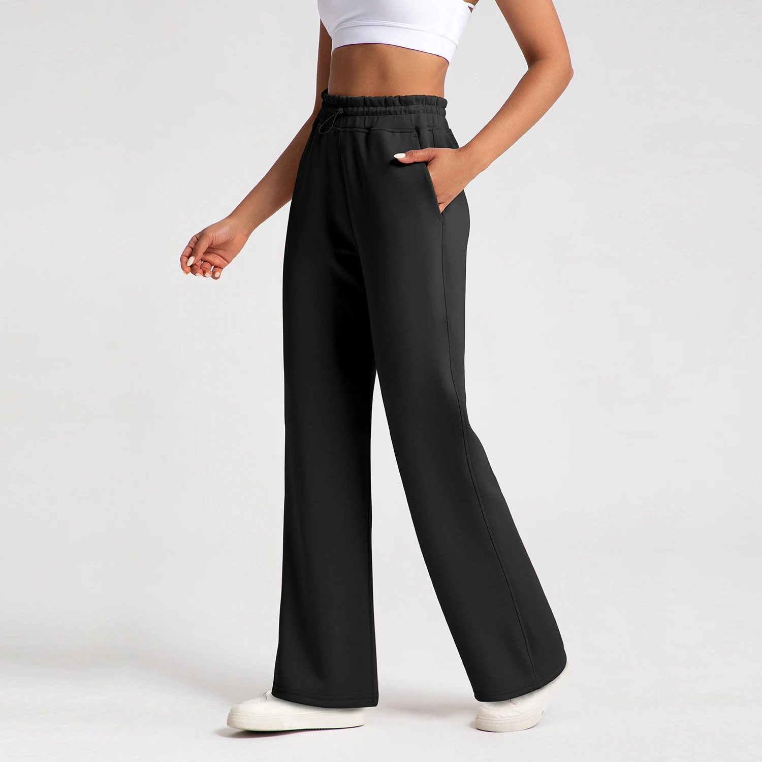 خريف شتاء المرأة صالة السراويل الرمال غسلها مشروط طبقة الهواء النسيج عالية الخصر فضفاضة تناسب الجري اليوغا #5