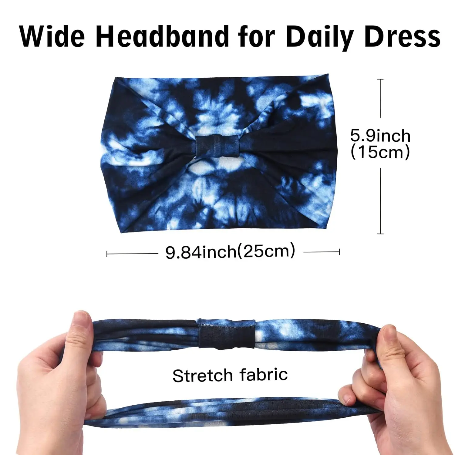 Wide Headbands For Women Non Slip Boho Headbands Elastic Tie dye Headbands Yoga Workout Sweat Bands Running Sport Hair Bands