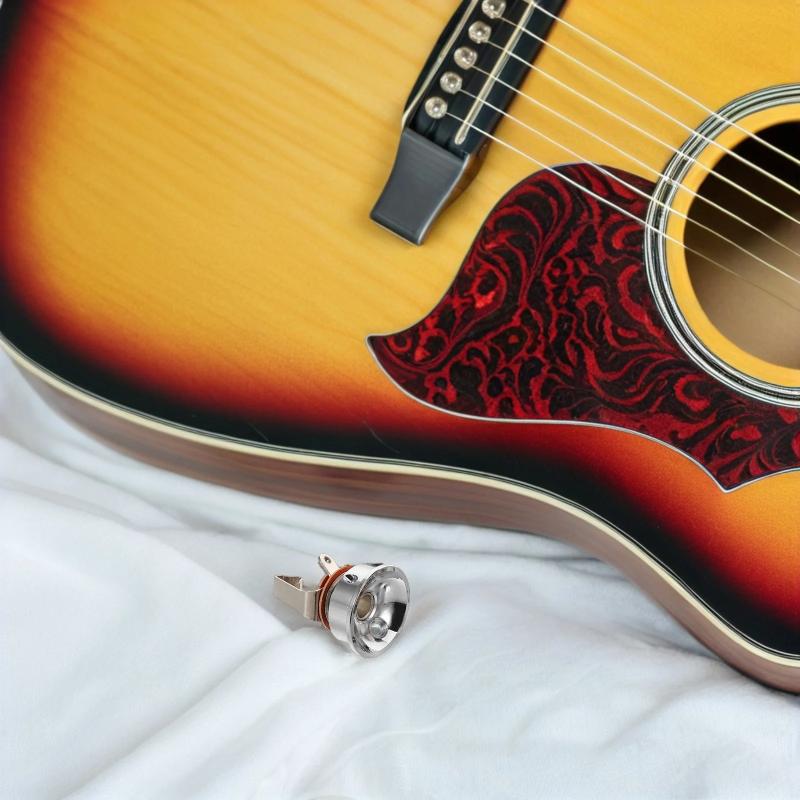 

2Pcs Electric Guitar Output Input Socket Round Cup Cup Design Flush Mount Jack Stable Audio Connection Guitar Parts