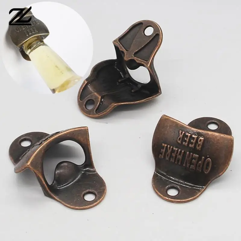 Retro Open Here Beer Bottle Opener Wall Mounted Vintage Bar Cafe Wall Decoration Beer Openers BBQ Camping DIY Door Opener Tools