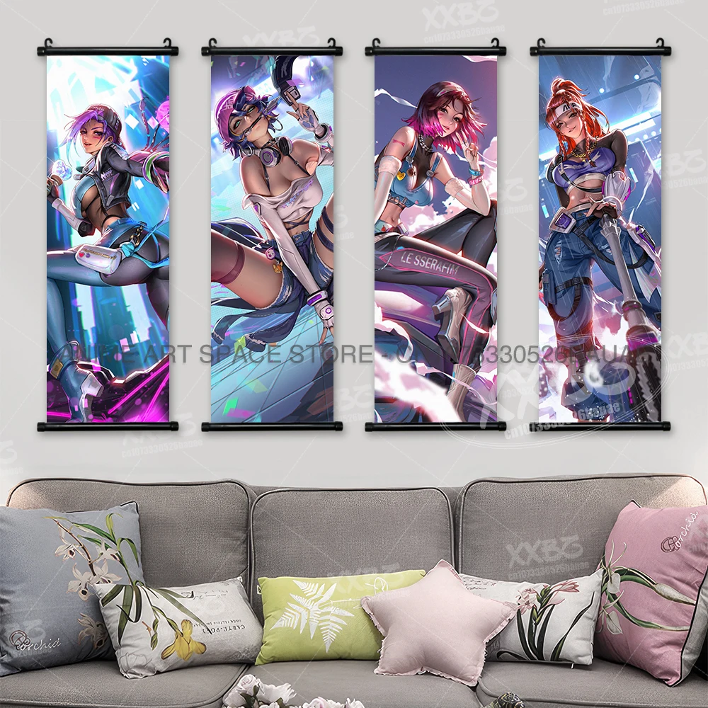 Overwatch Hanging Painting Orisa Home Decoration First-Person Shooter Game Poster D.Va Wall Art Mercy Scroll Picture Wallpaper