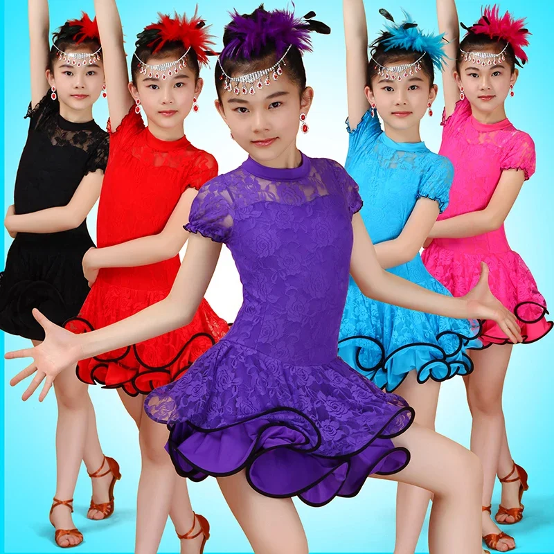 3-15Y Kids Latin Dresses Ballroom Dance Dress For Girls Salsa Dance Costume Latin Skirt School Samba Carnival Costumes For Sale