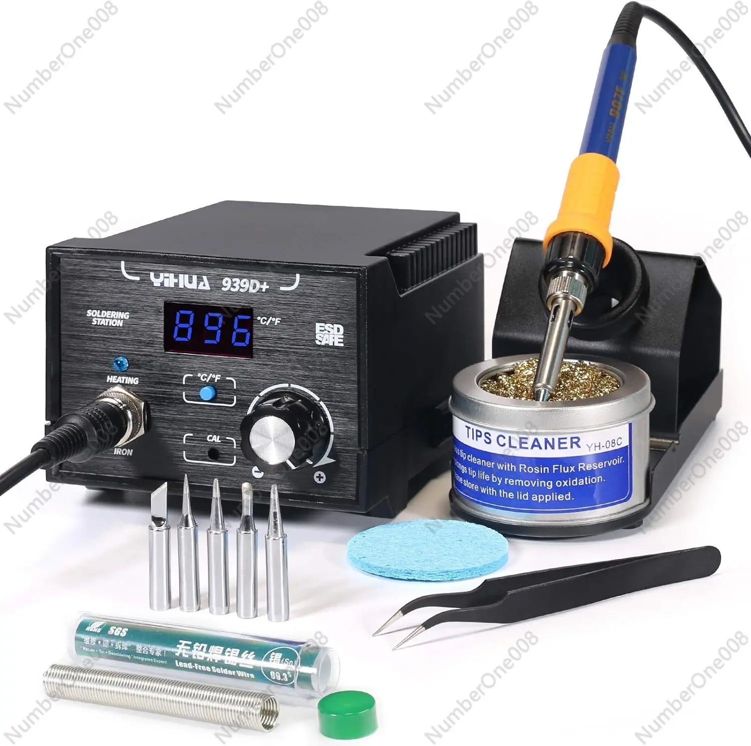 YIHUA 939D+ Digital Soldering Station, 75W Equivalent with Precision Heat Control (392°F to 896°F) and Built-in Transformer.