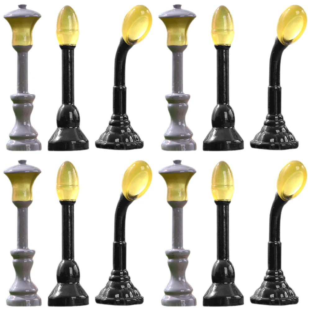 12 mini lampadaires décoratifs qui brillent dans le noir pour la maison, micro-paysage, lumineux, accessoire de bricolage pour bureau à domicile, scène de table de sable