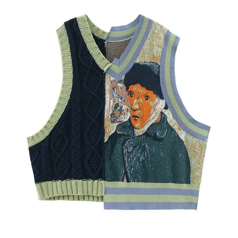 

Vintage Asymmetric Hem Knit Vest Sleeveless Top Dark Academia Aesthetic Raw Edge Preppy Layering Piece Acedia Fashion