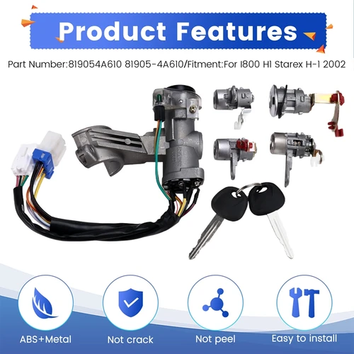 Imagen 2 del producto 819054 Cerradura de arranque de coche A610 + juego de llaves y cerradura de cilindro para Hyundai I800 H1 Starex H-1 2002 pieza de coche 81905-4A610