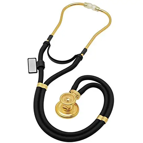 

Dual Head Stethoscope with Adult, Pediatric, and Infant Convertible Chestpiece - 22K Gold Edition in Black
