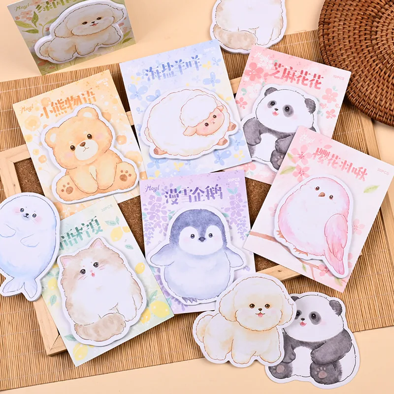 

1/8pcs Cute Animal Memo Pads with Adhesive 30 Sheets Chinese Style Sticky Notes for Diary Scrapbooking
