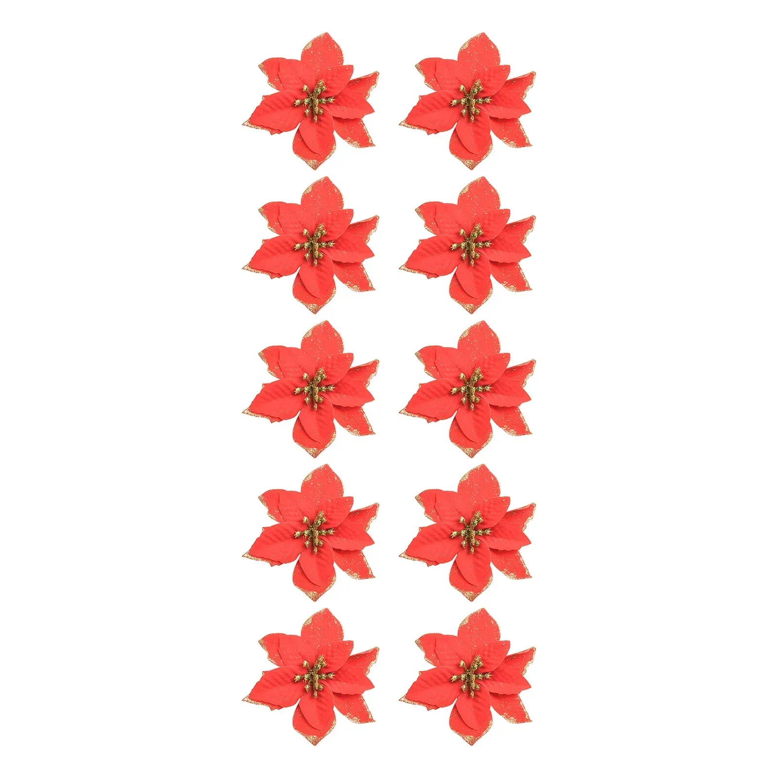 

10pcs 13cm Glitter Christmas Poinsettia Flower Xmas Tree Diy Wreath Artifical Flowers Hanging Home Navidad New Year 2024 Decor