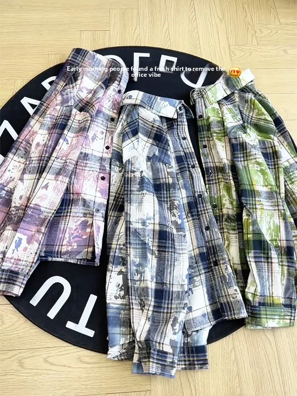 

Мужская рубашка в американском ретро-стиле, свободного кроя, с длинным рукавом, на пуговицах, для осеннего сезона, стандартный крой