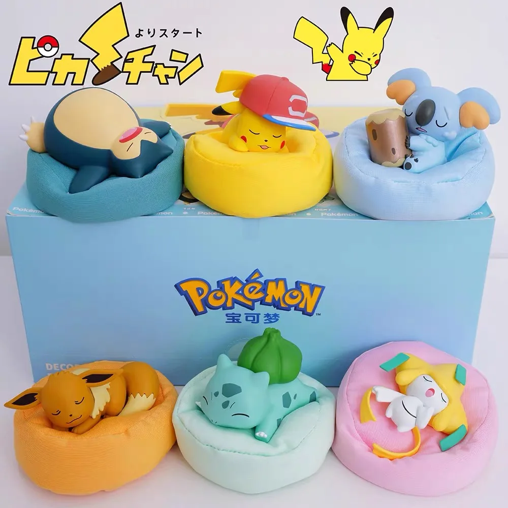 Hot 6Pcs/Set Pokemon Pikachu Bulbasaur Anime Figures toys Sleep Starry Dream Series Action Figure Cartoon Birthday gift