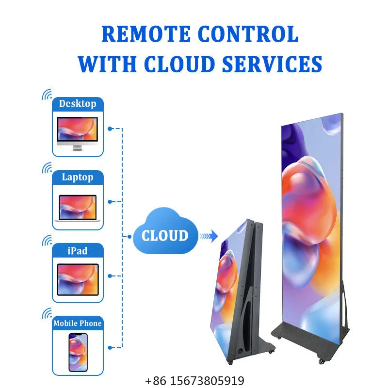 640x1920 P2.5 Indoor LED Poster Screen Digital Panel Display with Stand for Retail Store & Elevator Animation Function