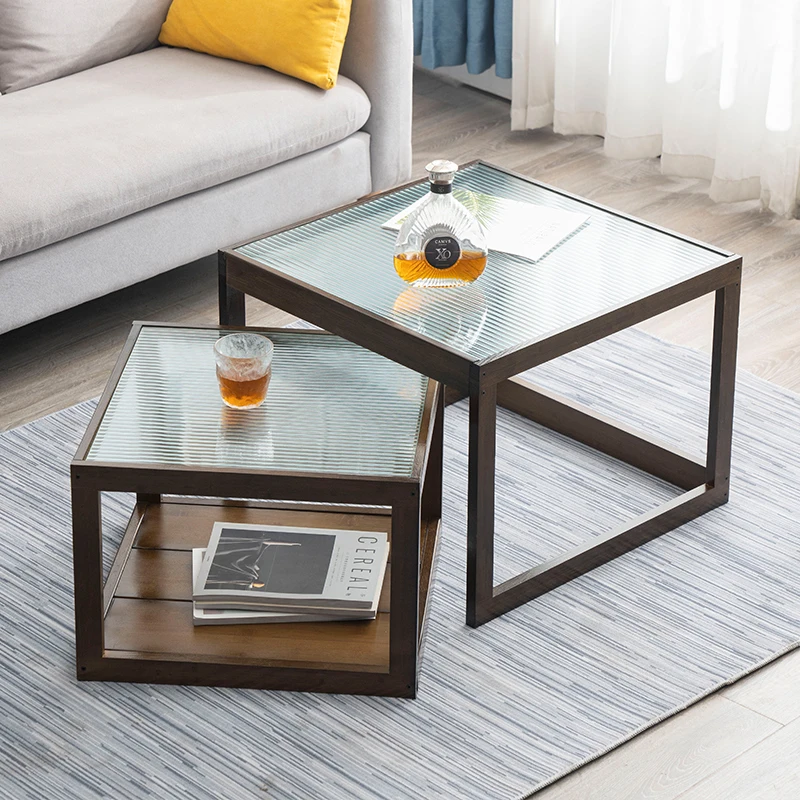 

Japanese-style household side table Changhong glass integrated coffee table tea table living room small apartment special-shaped