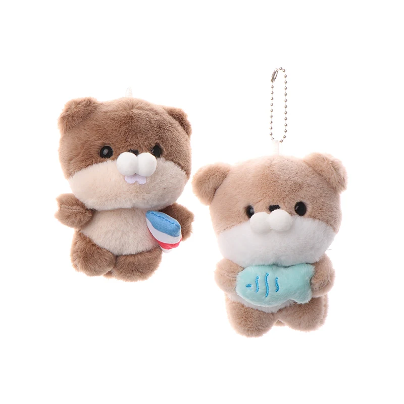 Cartoon Plush Otter Doll Toy Cute Soft Stuffed Animal Beaver Doll Keychain Lovely Backpack Pendant For Kid Girl Gifts