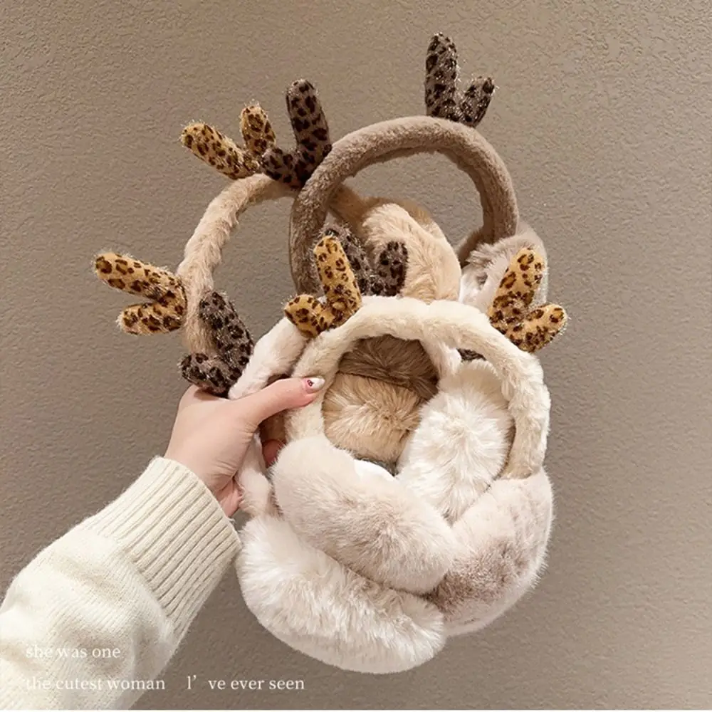 Fashion Ear Cap Plush Earmuffs Deer Antler Thicken Winter Earmuffs Keep Warmer Windproof Imitation Fur Ear Cover Female