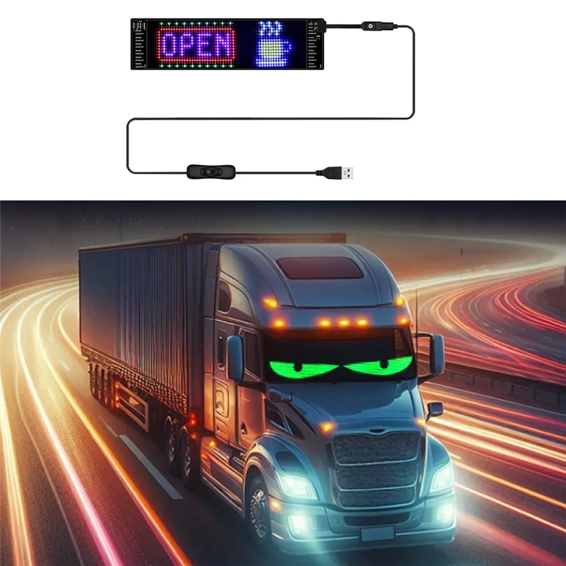 

ABKI-Pixel Panel LED USB 5V 16X 96 Resolution RGB Scrolling Text Animation For Advertising Car Home 7X 17Cm