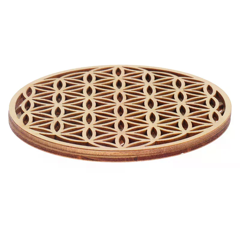 Creative Chakra Pattern Coaster Wood Flower of life Natural Symbol Round 1PC