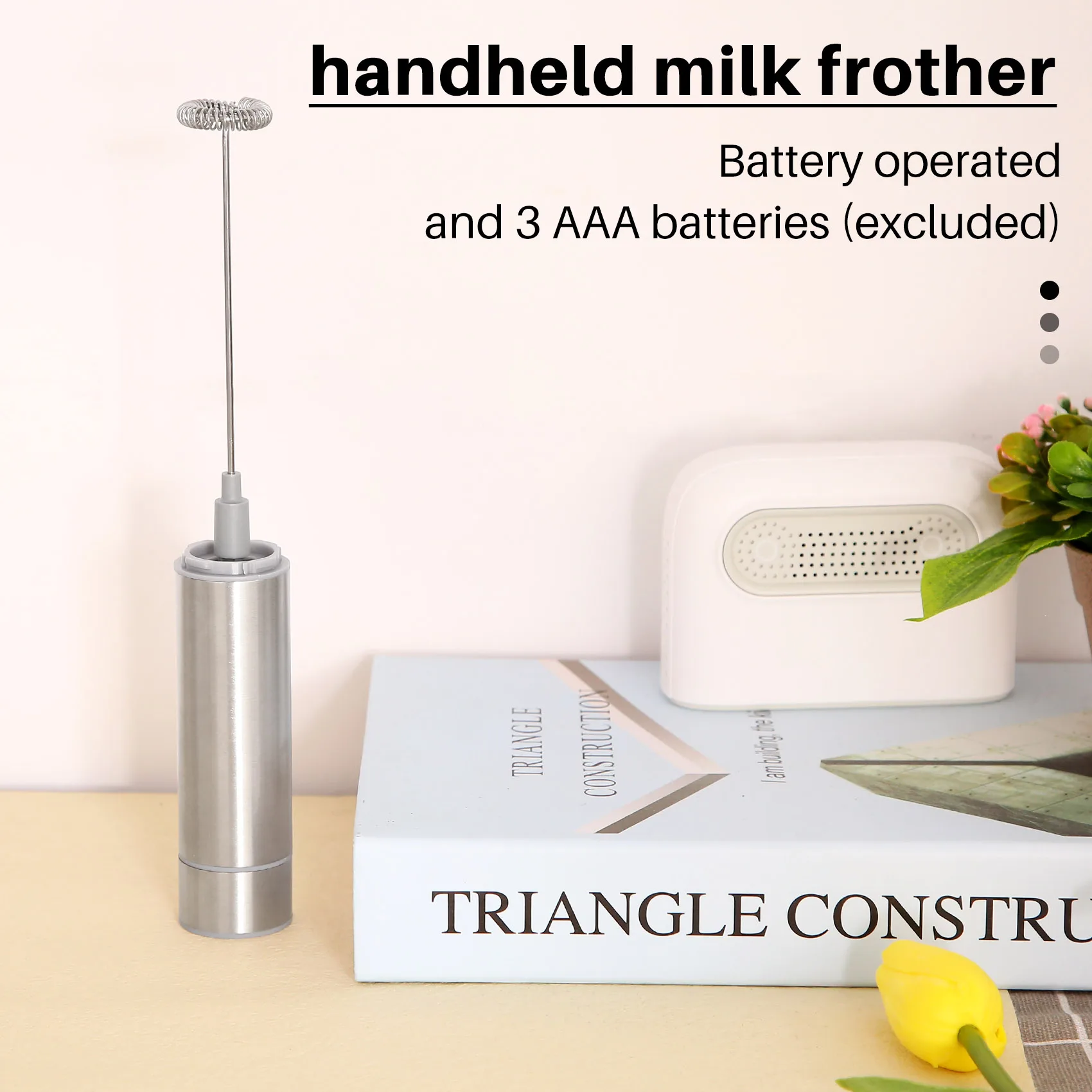 Milk Frother Handheld Three-Layer of Whisk- Battery Operated Electric Foam Maker for Coffee, Latte, Hot Chocolate