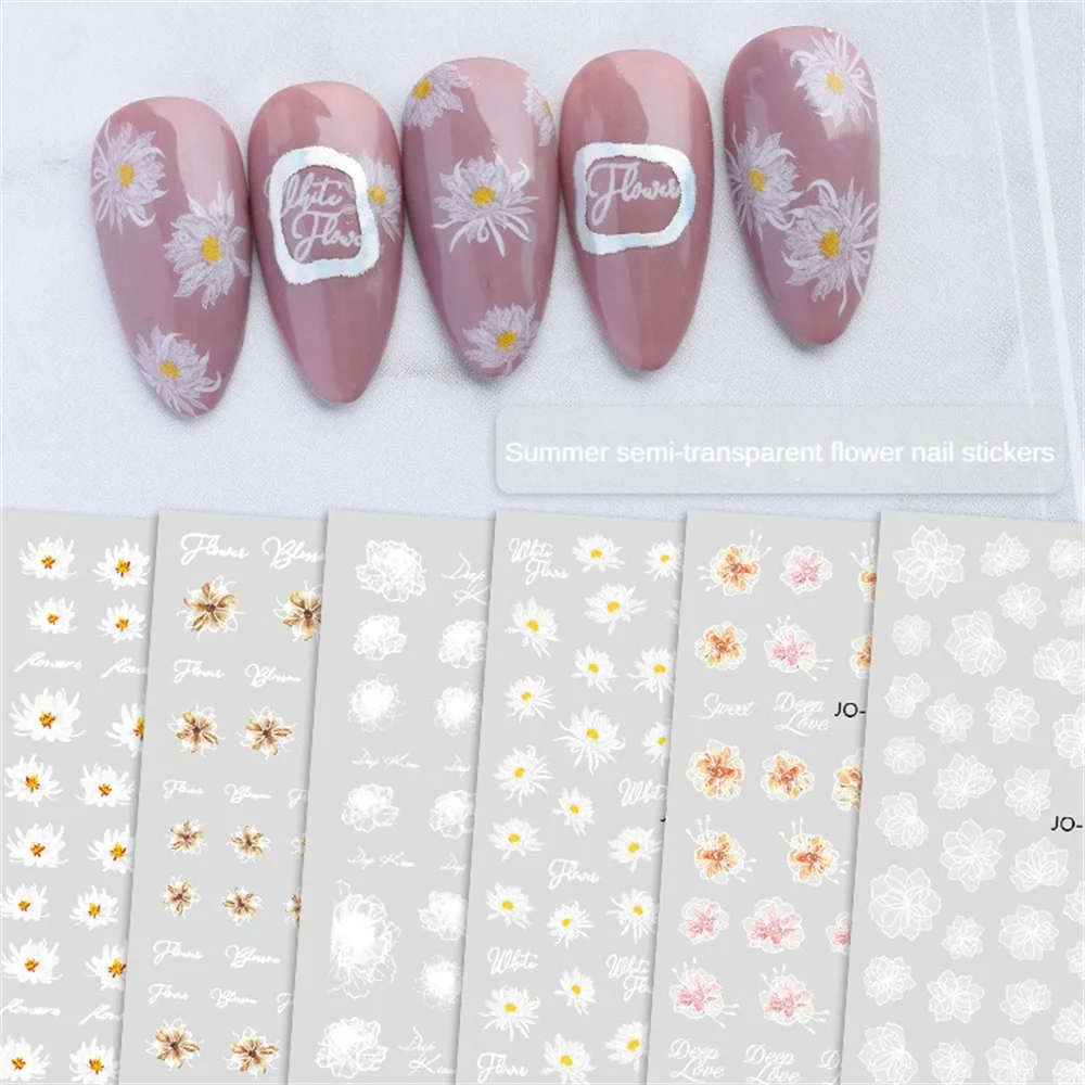 Instant Nail Art Semi-transparent Easy To Apply Camellia Stylish Unique Design Floral Design Express Your Style Beauty Viral