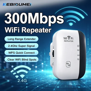 Kebidumei 300Mbps Wireless WiFi Repeater Wifi Extender Amplifier 802.11N WPS Long Range Wi
