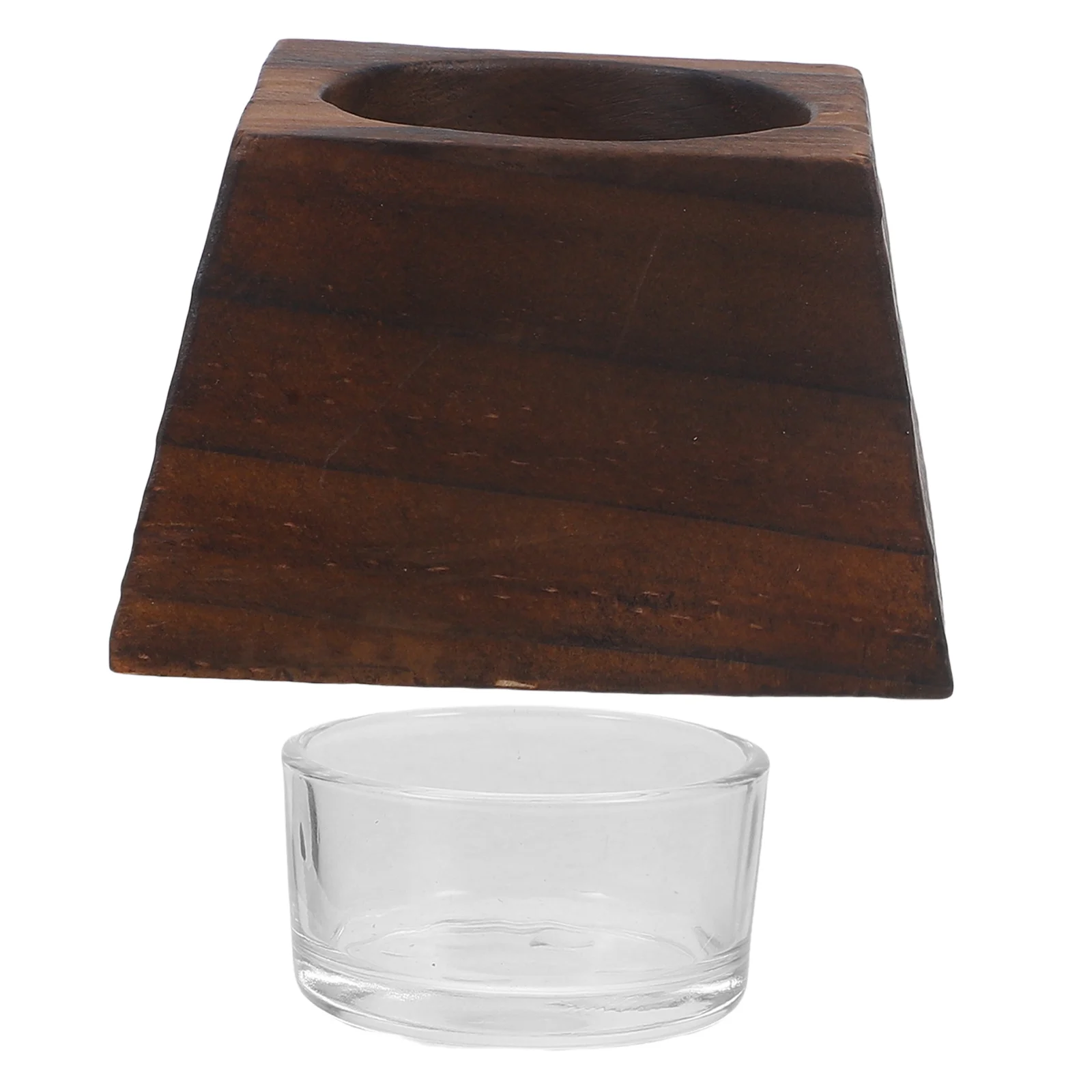 

Tea Light Holder Hand-Cut Wooden Glass Compact Candlestick for Living Room Window Desktop Ornament Gift Wedding
