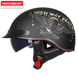 Motorcycle Helmet Casco Moto Half Helmet German Classic Moto Helmet Retro DOT Certification Capacete De Moto With HD Visors