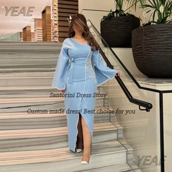 Santorini Robe Des Marrige V Neck Long Sleeves Prom Dresses 2024 Handmade Beading Side Slit Birthday Party Evening Gowns