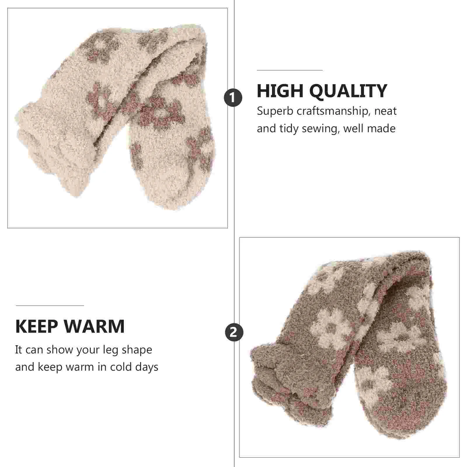 3 Pairs Coral Fleece Socks Durable Comfortable Winter Slippers Women Printed Lovely Room Plush Adorable Warm Fashion