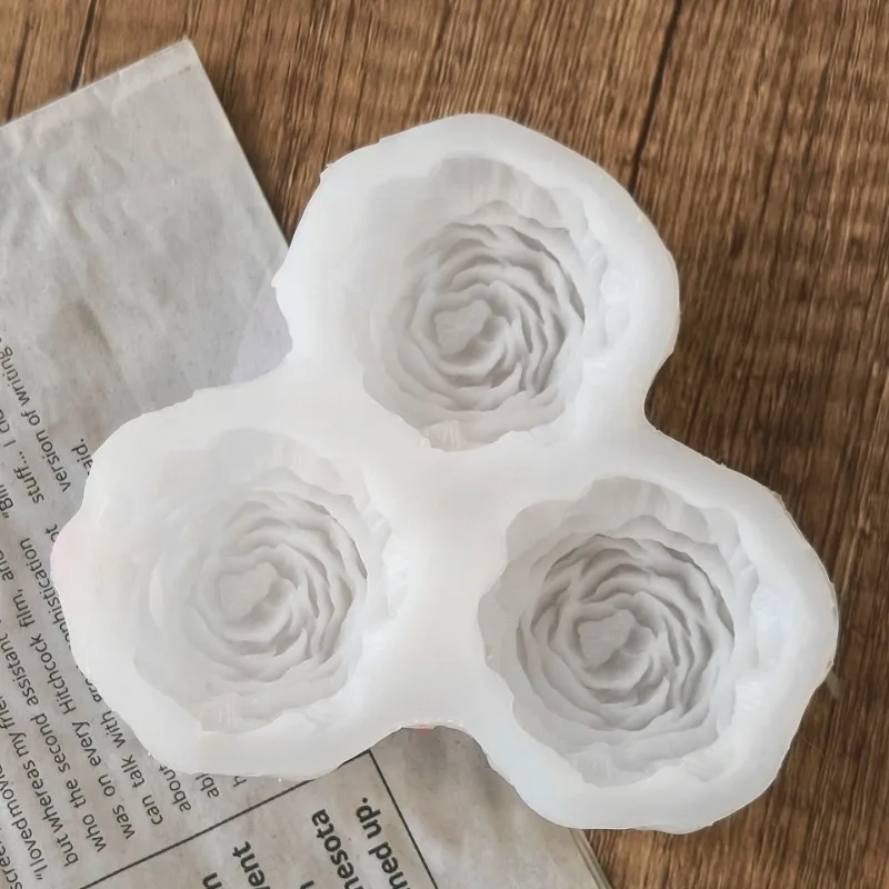 3pcs/set Peony Flower Candle Silicone Mold 3D Mini Rose Flower Soap Gypsum Handicraft Resin Mold DIY Chocolate Cake Baking Tool view 3