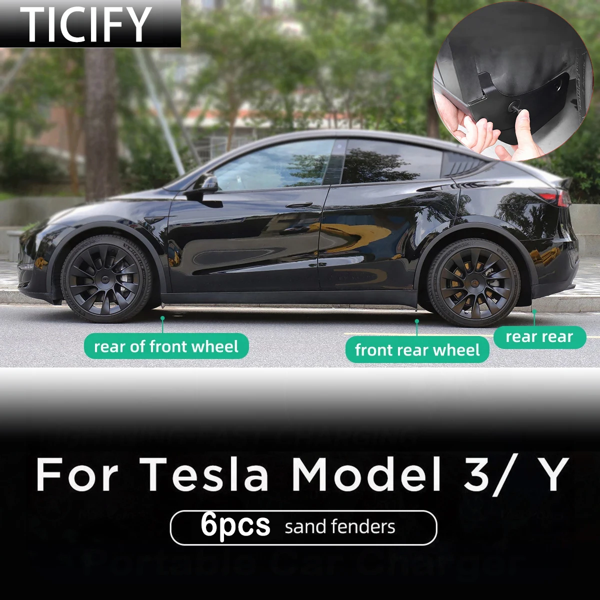 

tesla model y 2023 accessories mud flap upgrade invisible prevent breakage1:1 tesla model 3 fender cover TPE Mudguards For Tesla