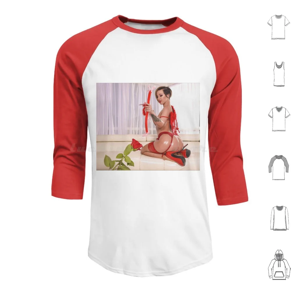 Jada Stevens Big Booty Cupid Hoodie cotton Long Sleeve Jada Stevens Lubed Oil Booty Babe Sexy Lingerie Model Cupid Valentine