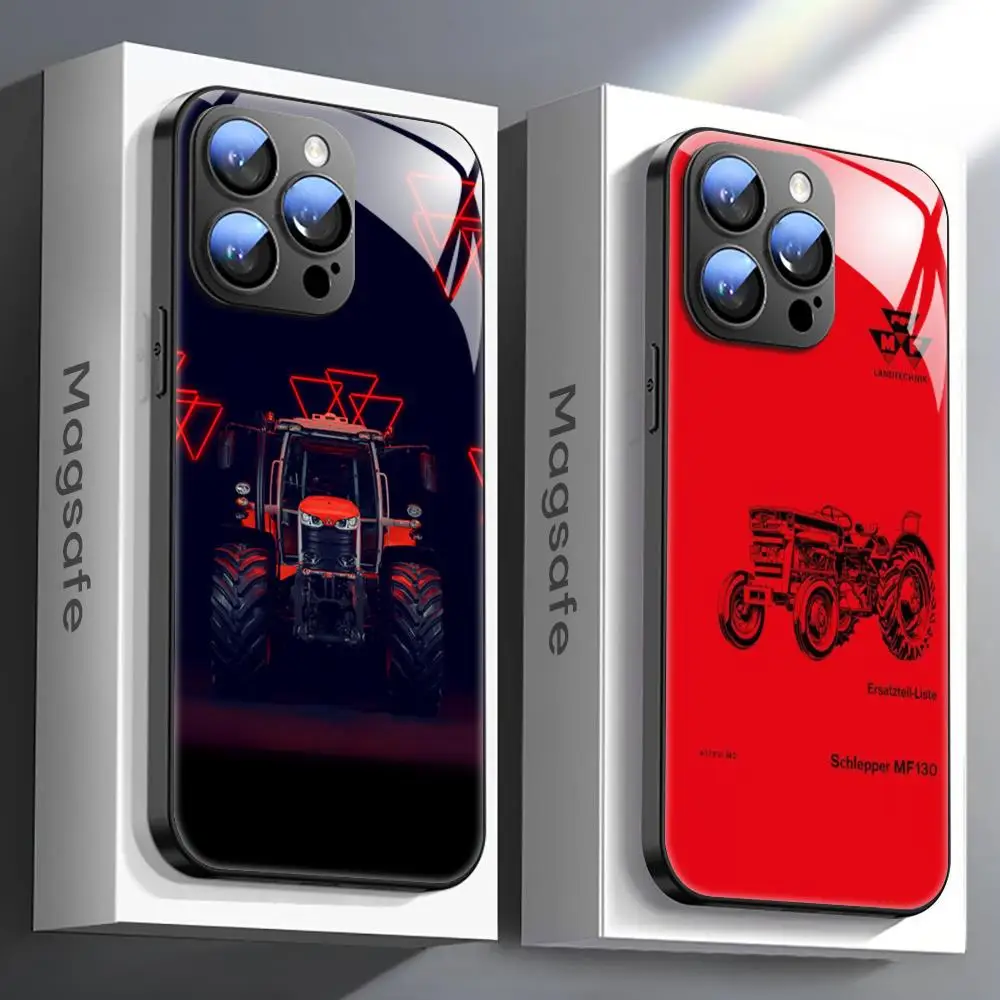 red-Massey Ferguson tractor Phone Case For iPhone 15 14 13 12 11 X XR XS XSMAX 8 7 Plus Mini Pro Max Glass Magnetic Phone Case