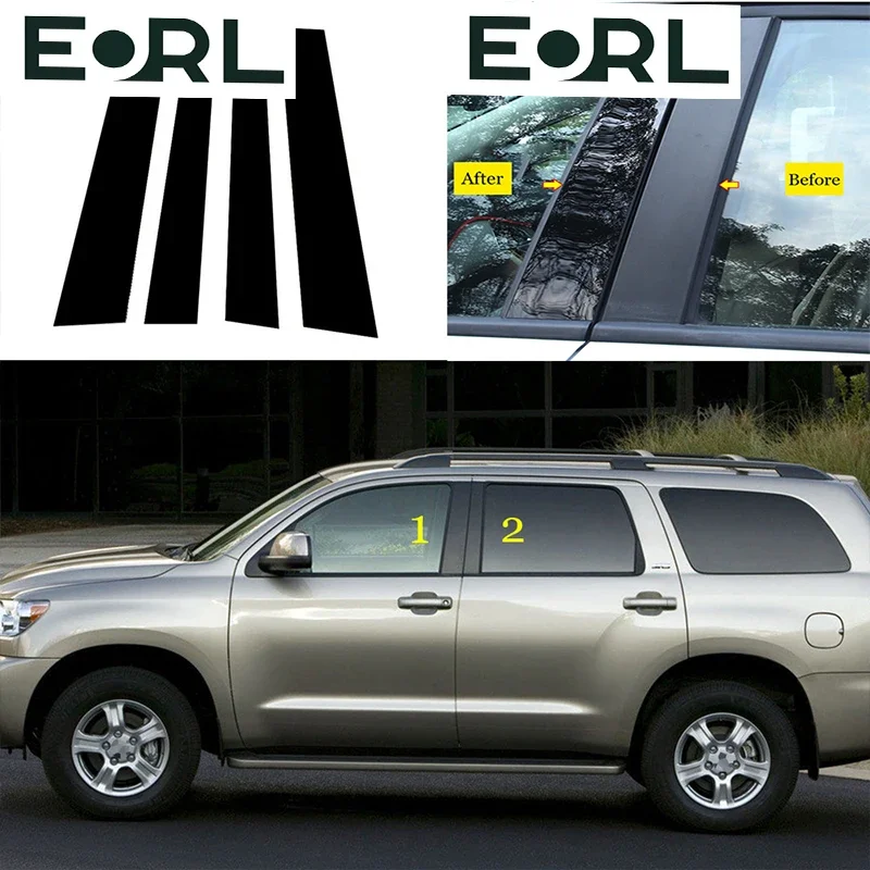 

4PCS Polished Pillar Posts Car Window Trim Cover BC Column Sticker Chromium Styling Fit For Toyota Sequoia 2008 - 2020